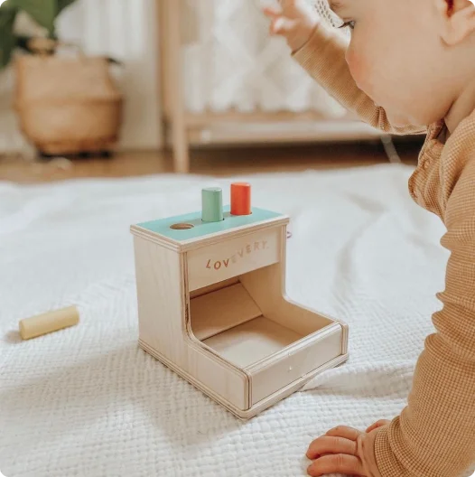 Baby with the Wooden Peg Drop from The Thinker Play Kit